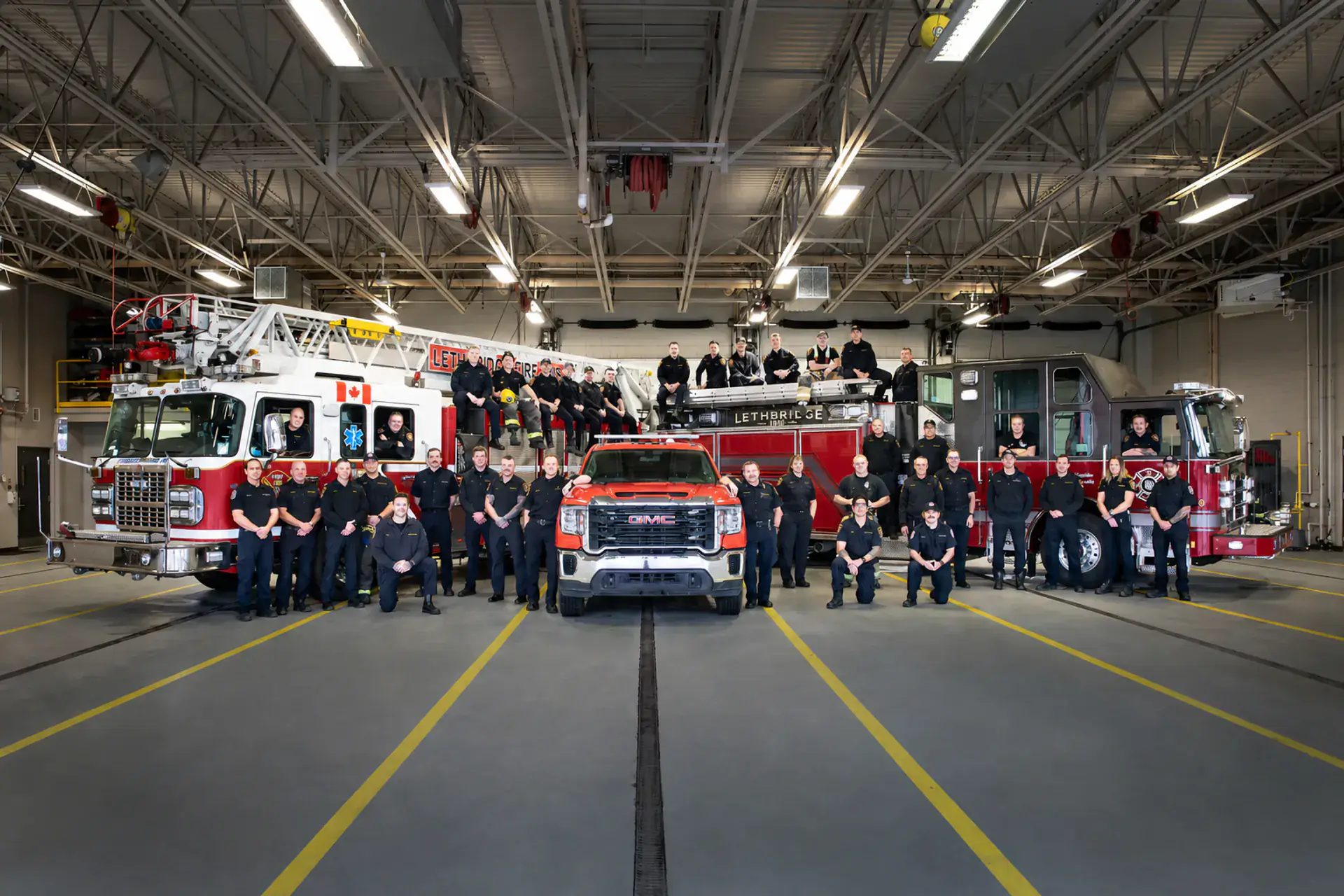 Members of Your Lethbridge Firefighters gathered at their station