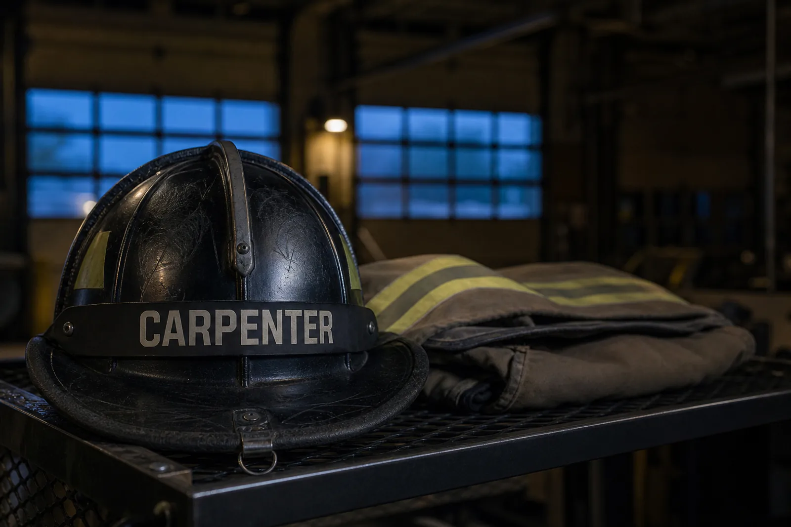 Symbolic memorial image of a helmet with a CARPENTER name strip